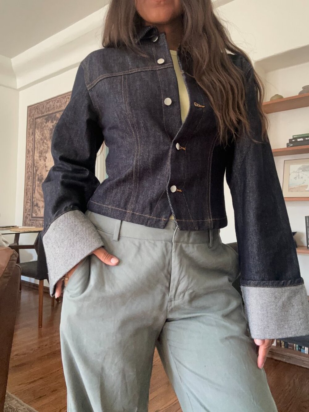 Indigo Cinched Denim Jacket Size Small